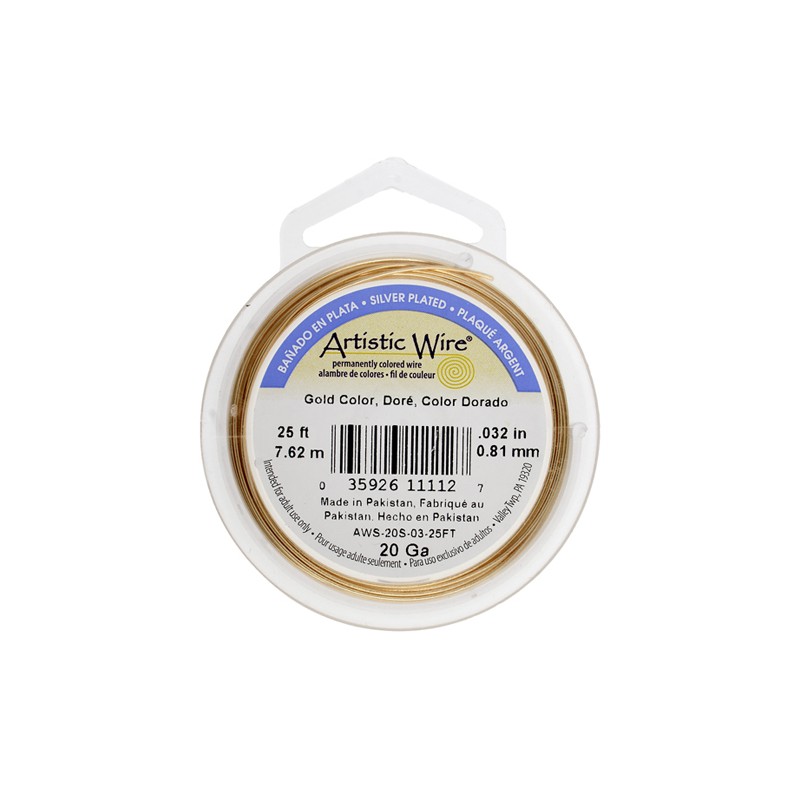 ARTISTIC WIRE, 20 GAUGE (0.81MM), GOLD COLOR. SOLD PER PACK OF 25FT.