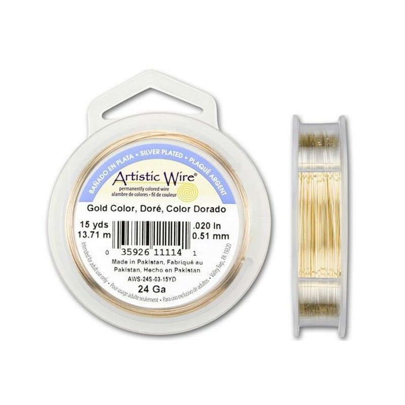 ARTISTIC WIRE, 24 GAUGE (0.51MM), GOLD COLOR. SOLD PER PACK OF 15YD.