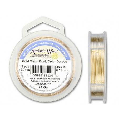 ARTISTIC WIRE, 24 GAUGE (0.51MM), GOLD COLOR. SOLD PER PACK OF 15YD.