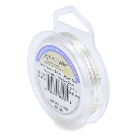 ARTISTIC WIRE, 26 GAUGE (0.41MM), TARNISH RESISTANT, SILVER COLOR. SOLD PER PACK OF 30YD.