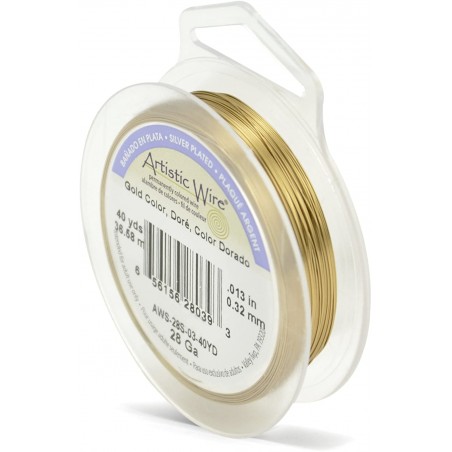 ARTISTIC WIRE, 28 GAUGE (0.32MM), GOLD COLOR. SOLD PER PACK OF 40YD.