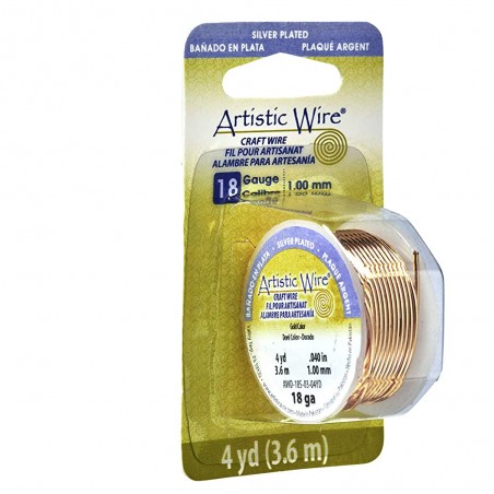 ARTISTIC WIRE, 18 GAUGE (1.0MM), GOLD COLOR. SOLD PER PACK OF 4YD.