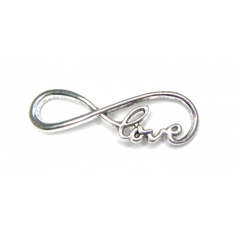CONNECTOR, INFINITY, 39X12MM, ANTIQUE SILVER. SOLD PER PACK OF 10.