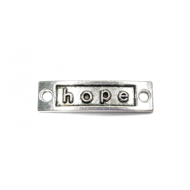 CONNECTOR, HOPE, 35X10MM, ANTIQUE SILVER. SOLD PER PACK OF 10.