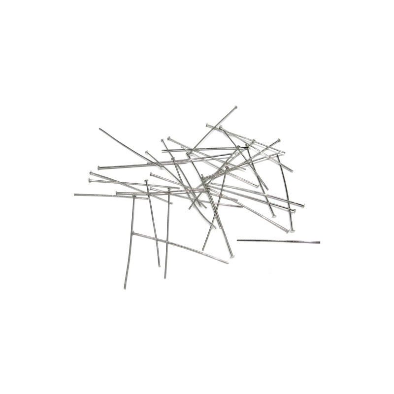HEADPIN, 0.6MM THICKNESS, RHODIUM PLATED, NICKEL FREE. SOLD PER PACK OF 20GM.