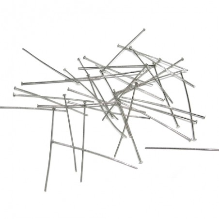 HEADPIN, 0.6MM THICKNESS, RHODIUM PLATED, NICKEL FREE. SOLD PER PACK OF 20GM.