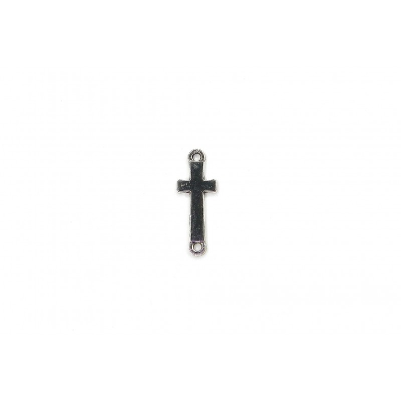 CONNECTOR, CROSS, 9X25MM, RHOODIUM PLATED, ALLOY BASE. SOLD PER PACK OF 10.