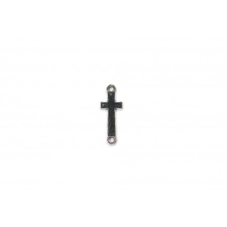 CONNECTOR, CROSS, 9X25MM, RHOODIUM PLATED, ALLOY BASE. SOLD PER PACK OF 10.