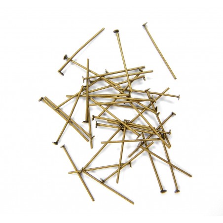 HEADPIN, 0.6MM THICKNESS, ANTIQUE BRASS COLOR, NICKEL FREE. SOLD PER PACK OF 20GM.