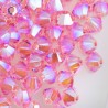 BEAD, SWAROVSKI®, 5328 XILION BICONE, 4MM, ROSE AB2X (209AB2X). SOLD PER PACK OF 36.