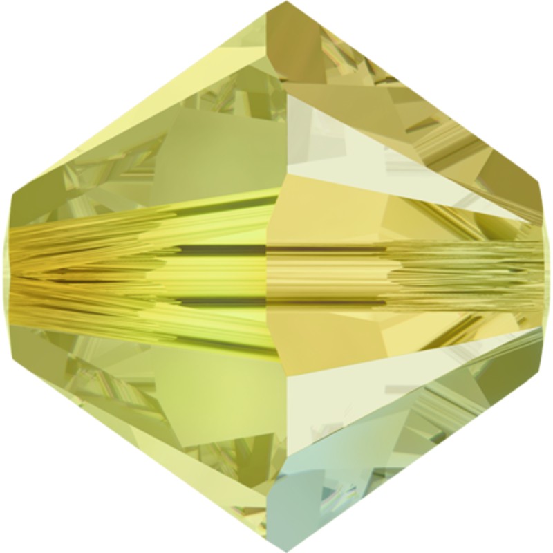 BEAD, SWAROVSKI®, 5328 XILION BICONE, 4MM, JONQUIL AB2X (213AB2X). SOLD PER PACK OF 36.