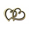 CONNECTOR, DOUBLE HEART, 31X19MM, ANTIQUE BRASS. SOLD PER PACK OF 5.