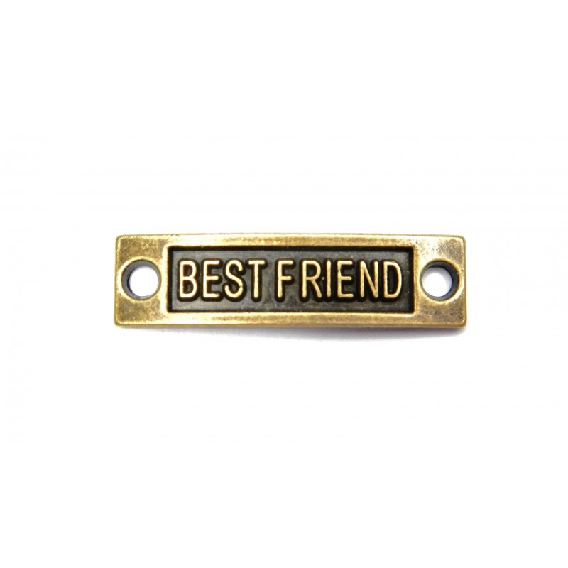 CONNECTOR, BEST FRIEND, 35X10MM, ANTIQUE BRASS. SOLD PER PACK OF 10.