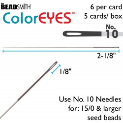BEADING NEEDLE SIZE 10, COLOR EYES, 6PCS PER PACK