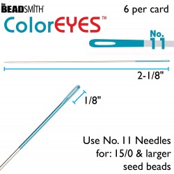 BEADING NEEDLE SIZE 11, COLOR EYES, 6PCS PER PACK