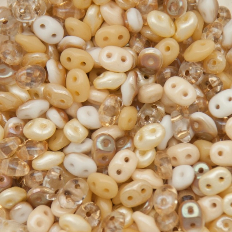 SUPERDUO, 2.5X5MM, ANTIQUE LACE. SOLD PER TUBE OF 10GM.