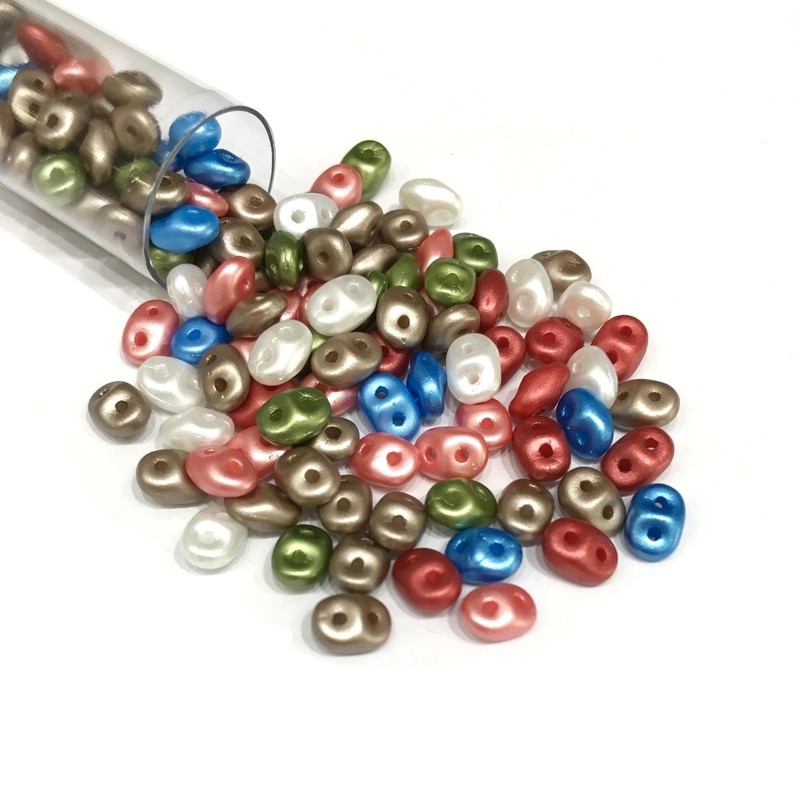 SUPERDUO, 2.5X5MM, ROSE COTTAGE. SOLD PER TUBE OF 10GM.