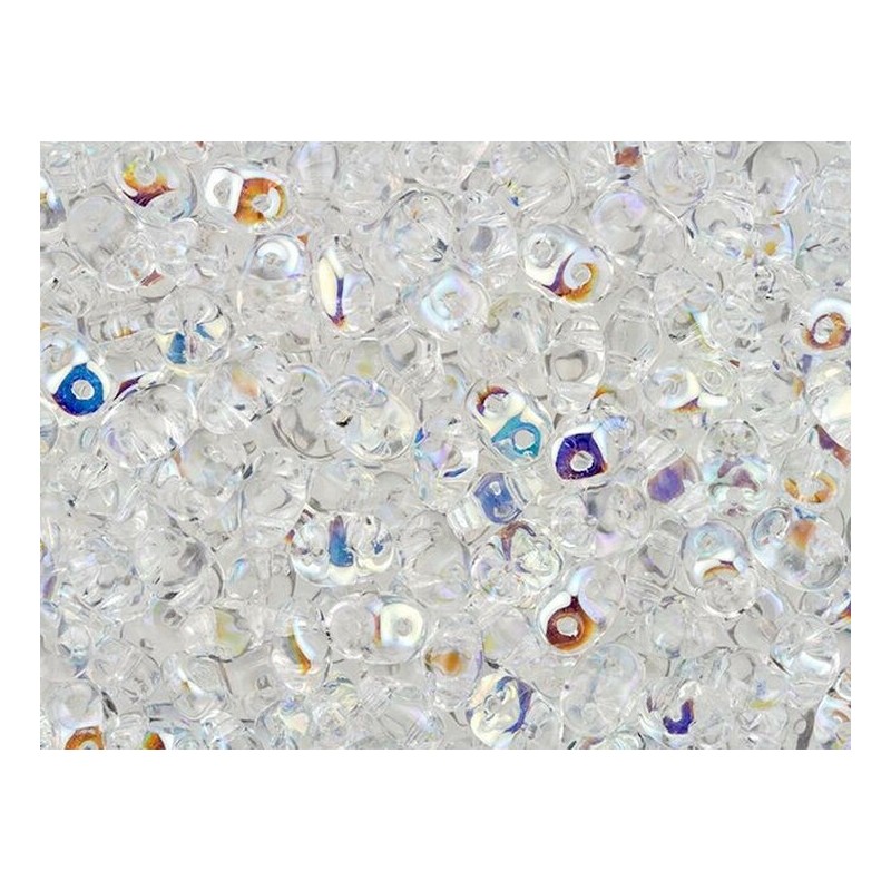 SUPERDUO, 2.5X5MM, CRYSTAL AB. SOLD PER TUBE OF 10GM.