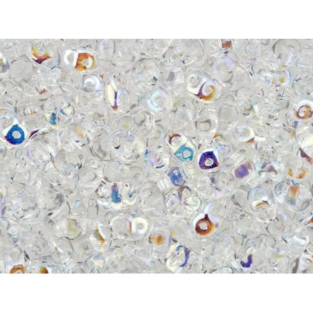 SUPERDUO, 2.5X5MM, CRYSTAL AB. SOLD PER TUBE OF 10GM.