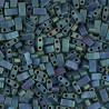 HALF TILA BEAD 5MMX2.3MM, MATTE METALLIC BLUE GREEN IRIS (HTL2064), 5GM PER PACK.