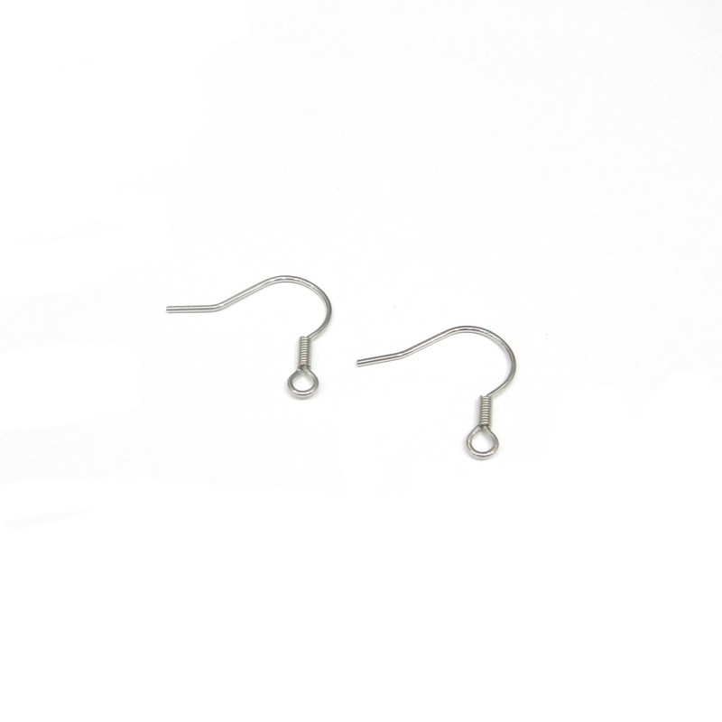 EARWIRE, FISHHOOK WITH 4MM COIL, STAINLESS STEEL. SOLD PER PACK OF 20.