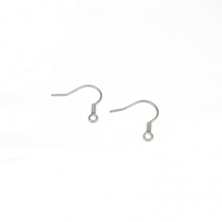 EARWIRE, FISHHOOK WITH 4MM COIL, STAINLESS STEEL. SOLD PER PACK OF 20.