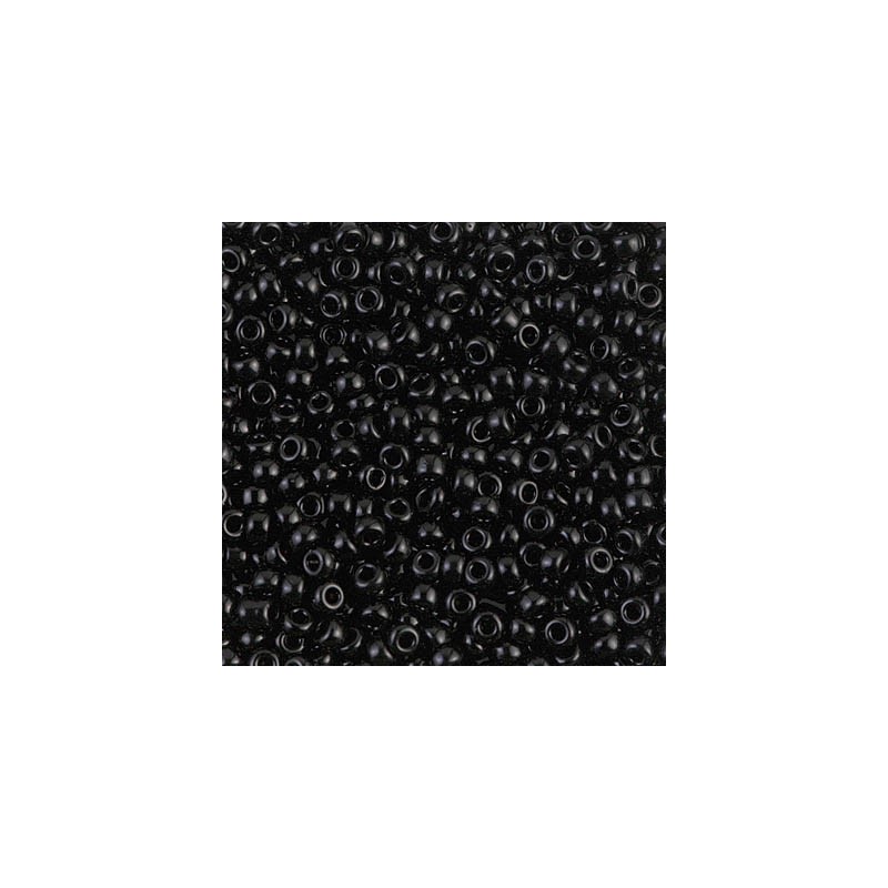 SEED BEAD, MIYUKI 8/0 OPAQUE BLACK 401. SOLD PER PACK OF 10GM.