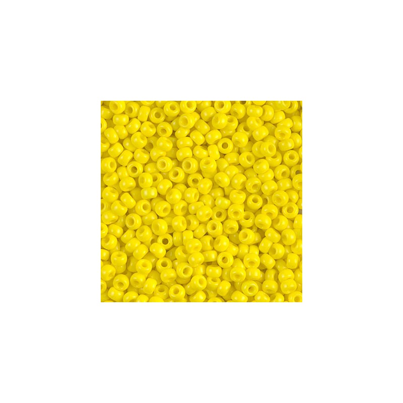 SEED BEAD, MIYUKI 8/0 OPAQUE YELLOW 404. SOLD PER PACK OF 10GM.