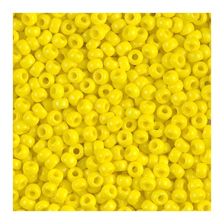 SEED BEAD, MIYUKI 8/0 OPAQUE YELLOW 404. SOLD PER PACK OF 10GM.