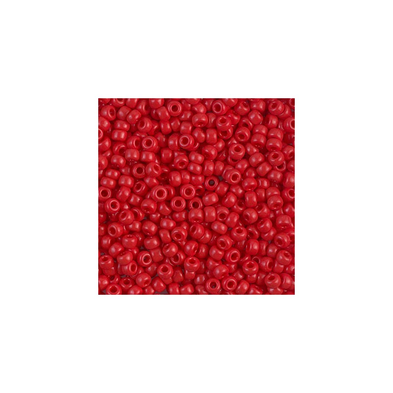 SEED BEAD, MIYUKI 8/0 OPAQUE RED 408. SOLD PER PACK OF 10GM.