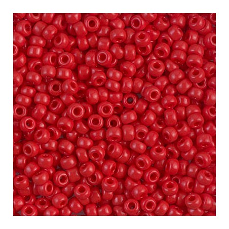SEED BEAD, MIYUKI 8/0 OPAQUE RED 408. SOLD PER PACK OF 10GM.