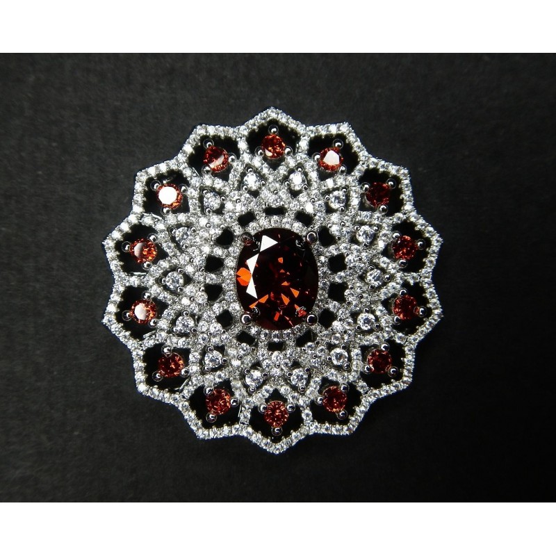 CONNECTOR, ROUND, 36MM, CUBIC ZIRCONIA (CZ), PLATINUM PLATED BRASS, NICKEL FREE. SOLD PER PACK OF 1.