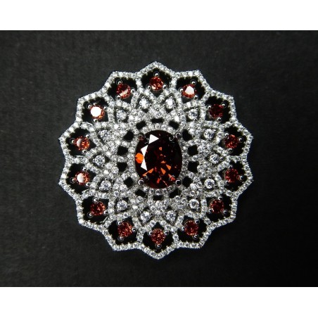 CONNECTOR, ROUND, 36MM, CUBIC ZIRCONIA (CZ), PLATINUM PLATED BRASS, NICKEL FREE. SOLD PER PACK OF 1.