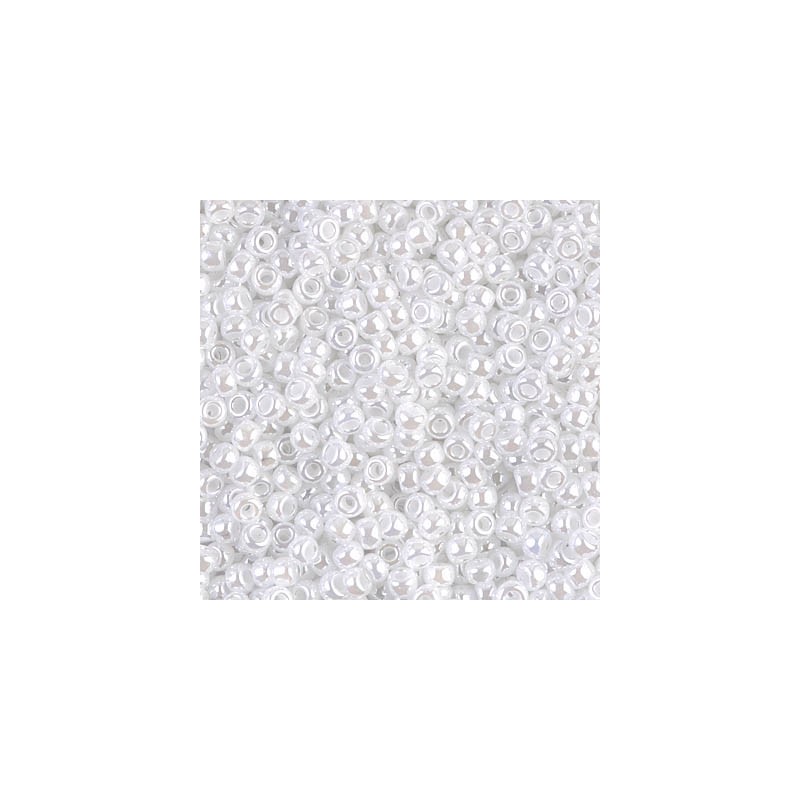 SEED BEAD, MIYUKI 8/0 WHITE CEYLON 528. SOLD PER PACK OF 10GM.