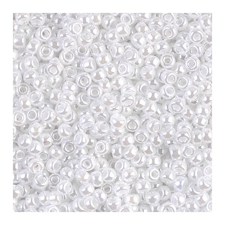 SEED BEAD, MIYUKI 8/0 WHITE CEYLON 528. SOLD PER PACK OF 10GM.