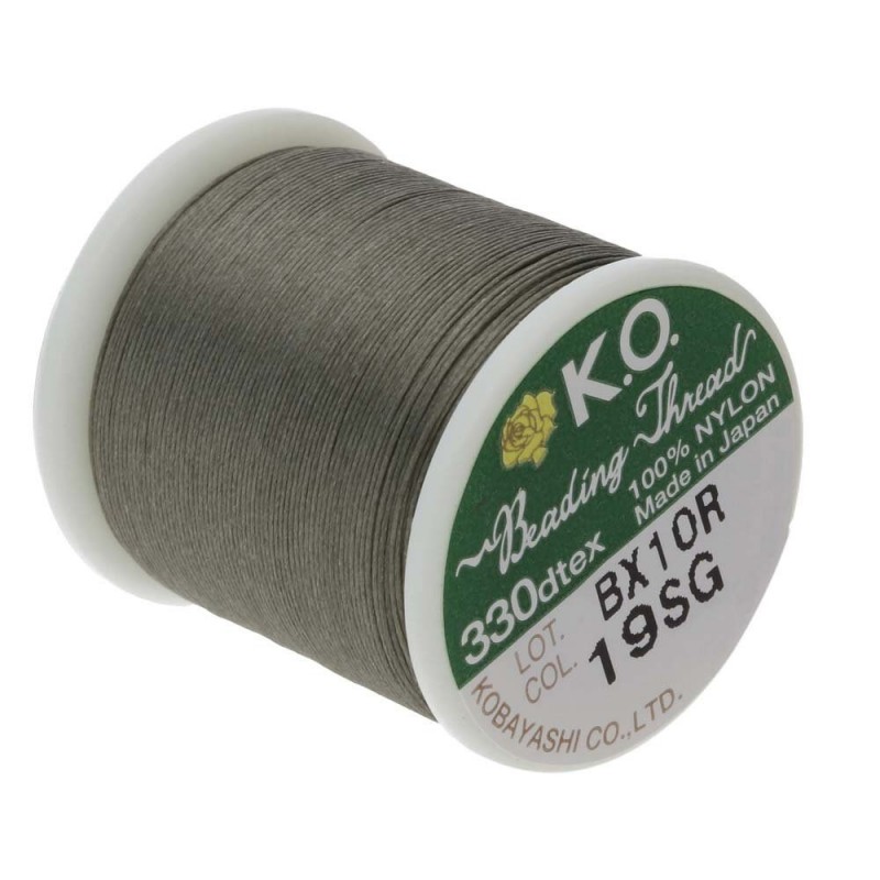 BEADING THREAD, K.O., SMOKE GREEN, 330DTEX. SOLD PER SPOOL OF 55YD.