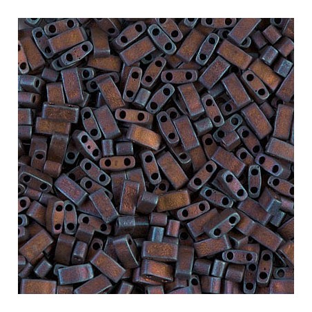 HALF TILA BEAD 5MMX2.3MM, MATTE METALLIC DARK RASPBERRY IRIS (HTL2005), 5GM PER PACK.