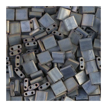 HALF TILA BEAD 5MMX2.3MM, MATTE METALLIC SILVER GREY (HTL2002), 5GM PER PACK.