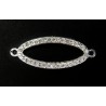 CONNECTOR, OVAL, 47X18MM, RHINESTONE, SILVER PLATED. SOLD PER PACK OF 2.