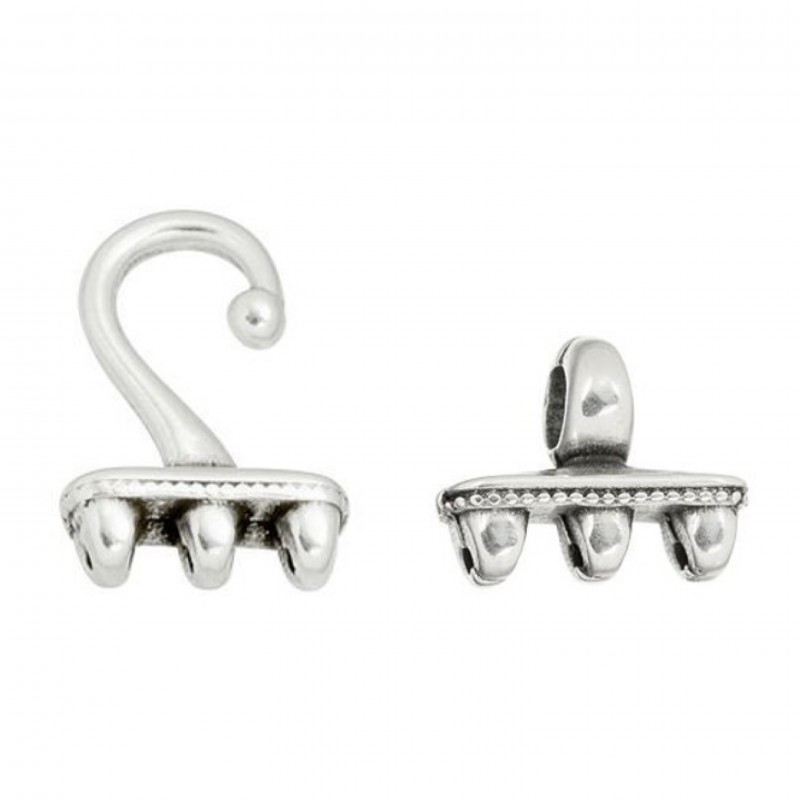 CYMBAL MESARIA III SUPERDUO EYE & HOOK ANTIQUE SILVER, 1 SET PER PACK.