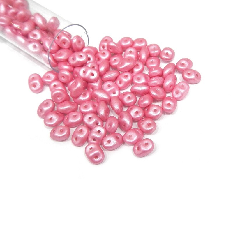 SUPERDUO, 2.5X5MM, PEARL SHINE LIGHT PINK. SOLD PER TUBE OF 10GM.