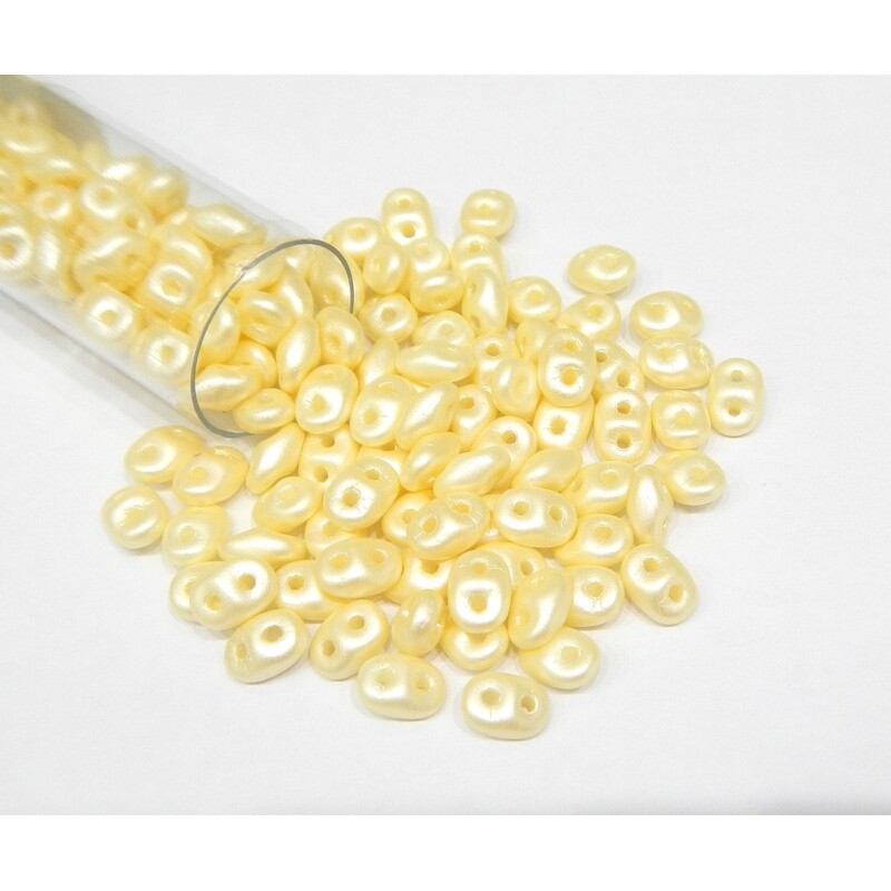 SUPERDUO, 2.5X5MM, PASTEL CREAM. SOLD PER TUBE OF 10GM.