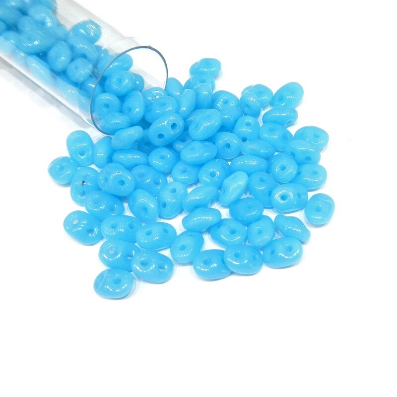 SUPERDUO, 2.5X5MM, TURQUOISE BLUE. SOLD PER TUBE OF 10GM.
