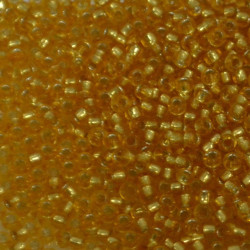 SEED BEAD, MIYUKI, 11/0 SILVERLINED DARK GOLD (RR4). SOLD PER PACK OF 10GM.