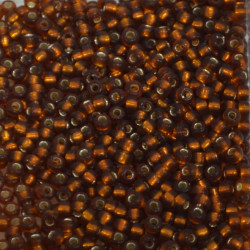 SEED BEAD, MIYUKI, 11/0 SILVERLINED TOPAZ (RR5). SOLD PER PACK OF 10GM.