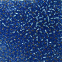 SEED BEAD, MIYUKI, 11/0 SILVERLINED SAPPHIRE (RR19). SOLD PER PACK OF 10GM.
