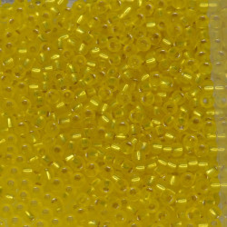 SEED BEAD, MIYUKI, 11/0 SILVERLINED YELLOW (RR6). SOLD PER PACK OF 10GM.