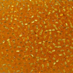 SEED BEAD, MIYUKI, 11/0 SILVERLINED LIGHT ORANGE (RR7). SOLD PER PACK OF 10GM.