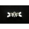 CONNECTOR, DOUBLE X, 18X8MM, RHINESTONE, SILVER PLATED. SOLD PER PACK OF 5.