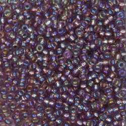 SEED BEAD, MIYUKI, 11/0 SILVERLINED SMOKY AMETHYST AB (RR1012). SOLD PER PACK OF 10GM.
